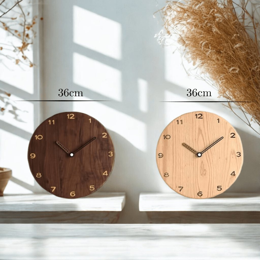 Relógio elegante madeira natural carvalho design escandinavo parede Casa Vértice