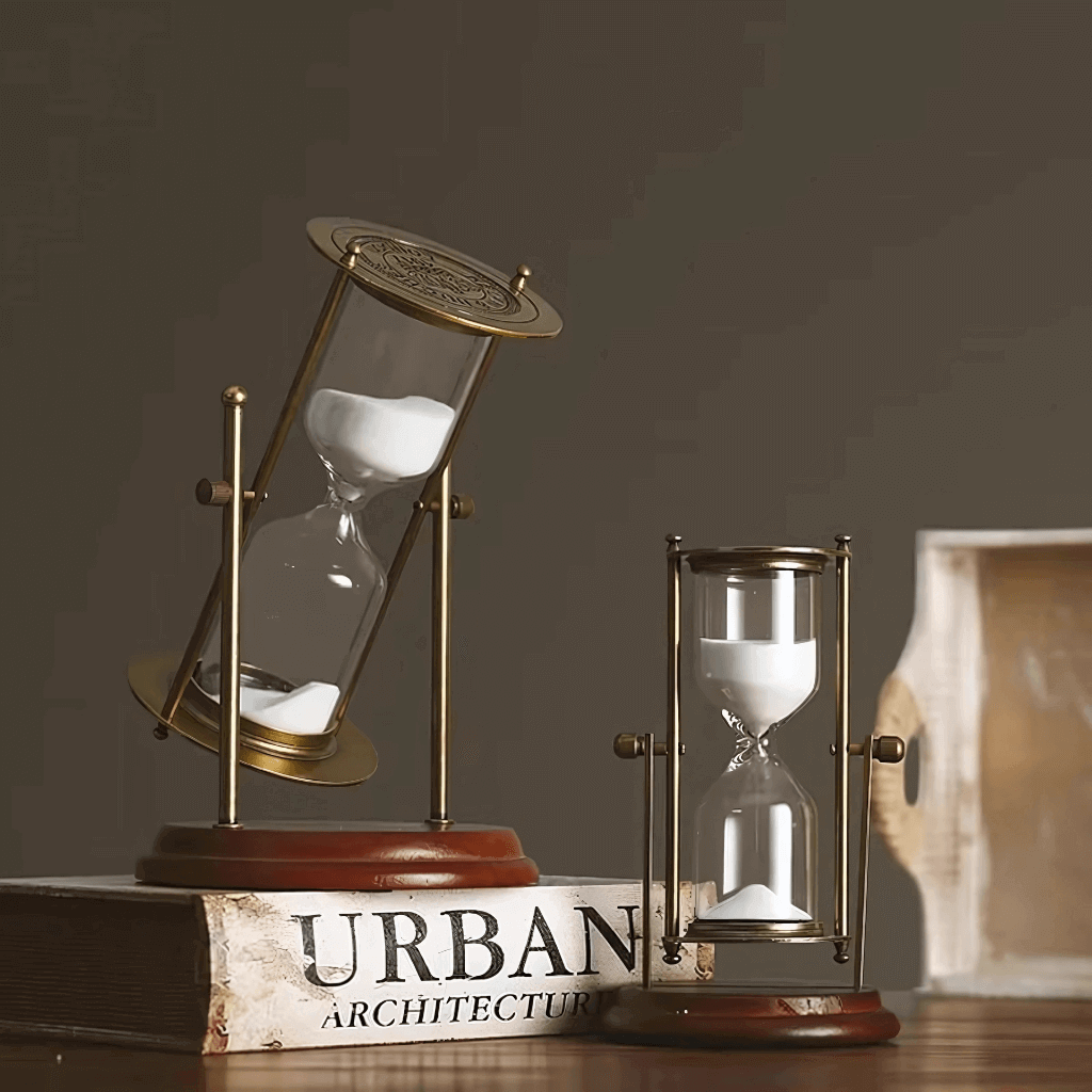 Ampulheta decorativa tradicional areia branca vidro borossilicato Casa Vértice