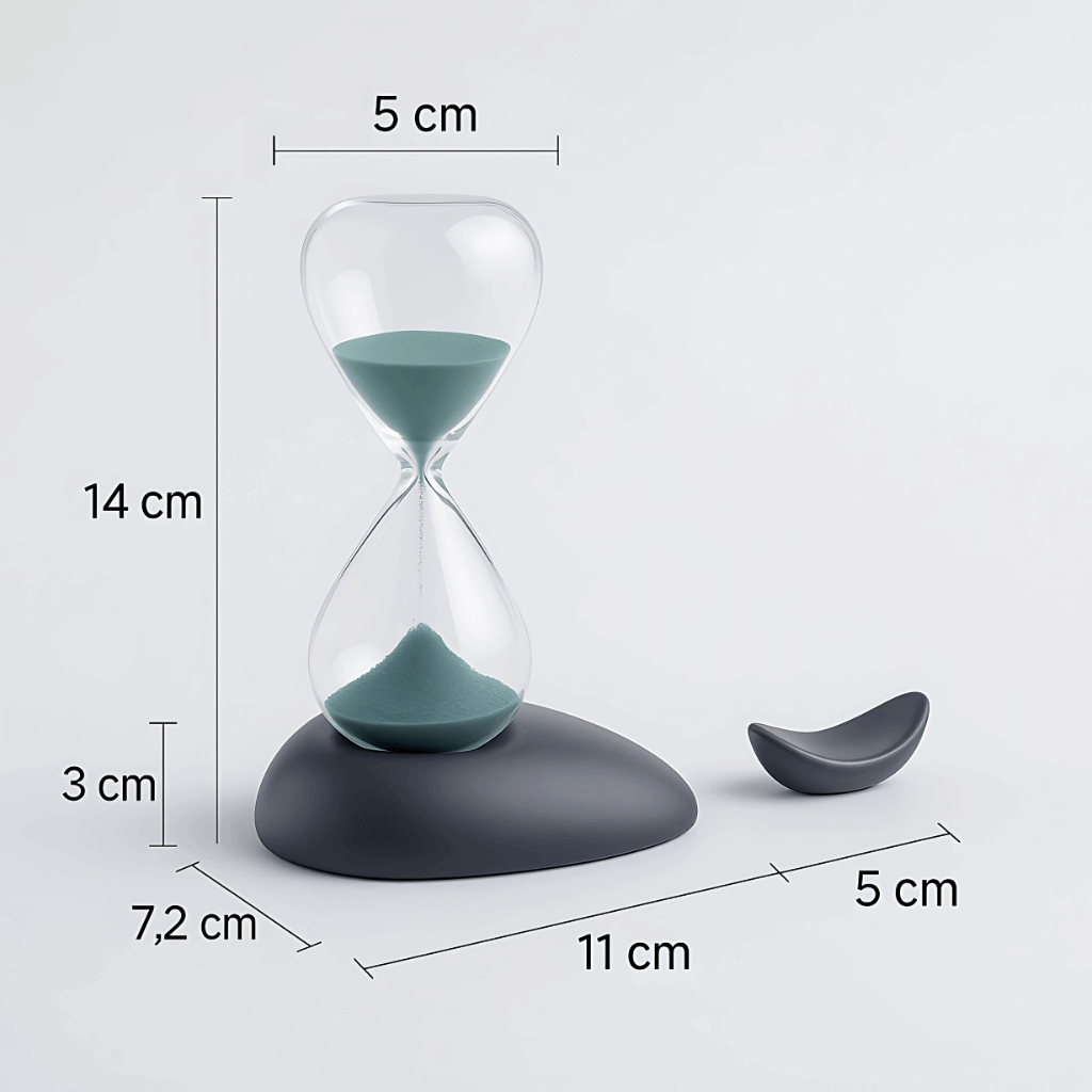 Ampulheta tema mar 14cm areia turquesa vidro borossilicato Casa Vértice