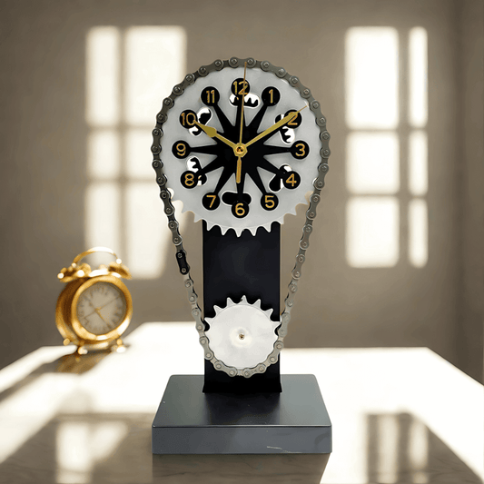 Relógio de mesa industrial compacto ABS barra ferro acabamento moderno Casa Vértice