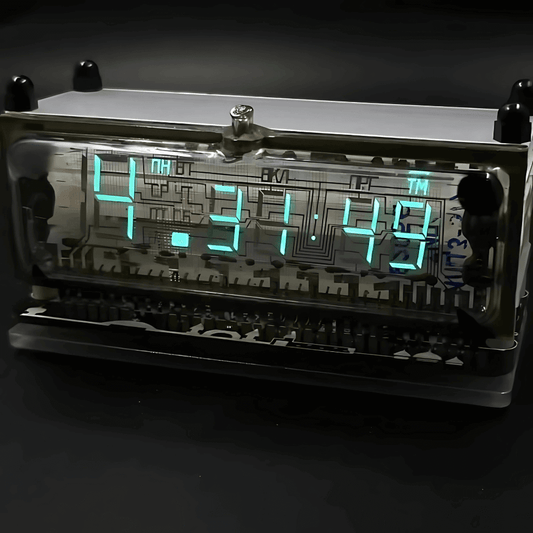 Relógio digital de mesa compacto LED cyberpunk design futurista Casa Vértice