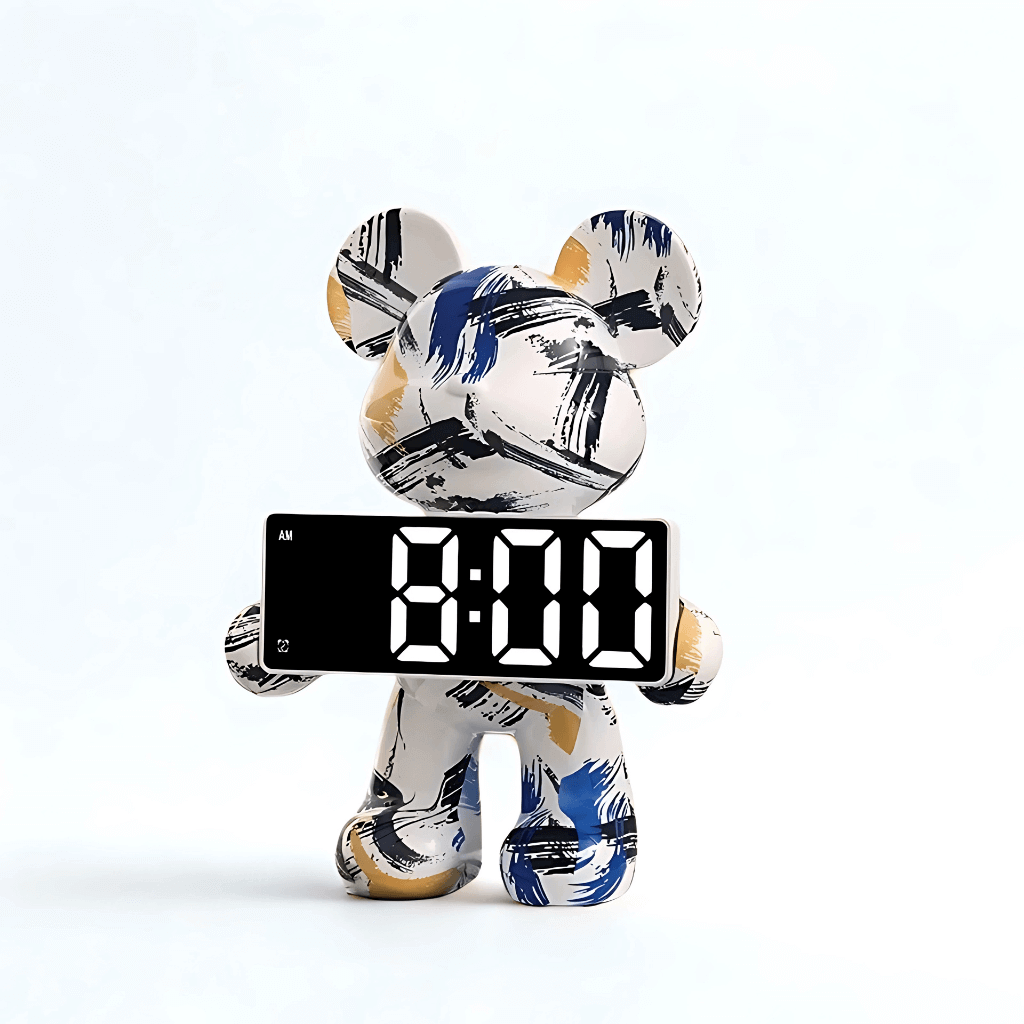 Relógio digital de mesa LED com motivo de urso, design impermeável e múltiplas funções Casa Vértice