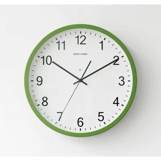Relógio parede oficina minimalista metal verde vidro design elegante Casa Vértice