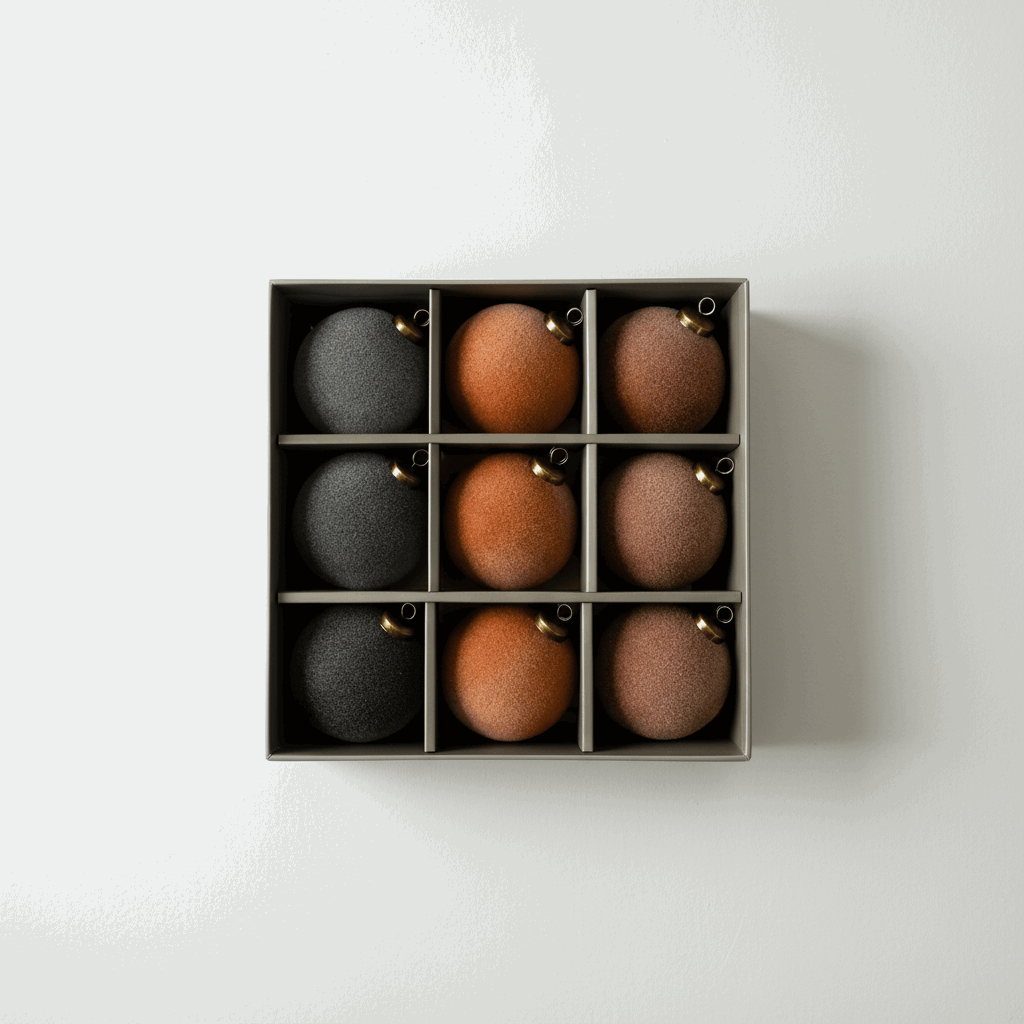 conjunto 9 de bolas de natal aveludadas 8 cm em paleta curada