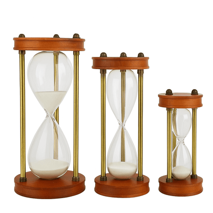 Ampulheta decorativa madeira européia 15 30 60 minutos trio Casa Vértice