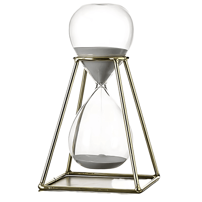 Ampulheta decorativa base triangular vidro borossilicato elegante Casa Vértice