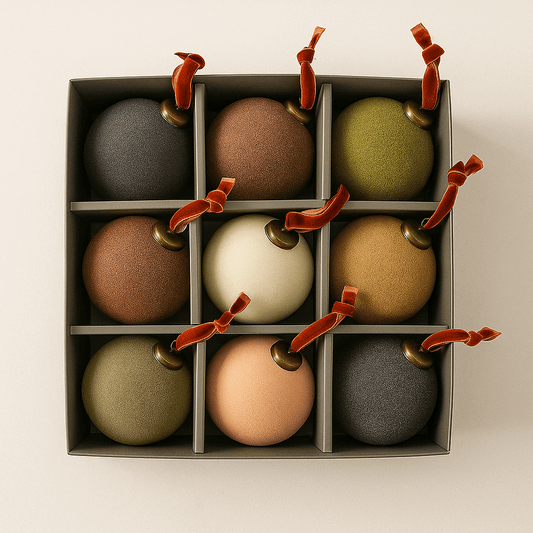 conjunto de bolas de natal  esferas velvet 8 cm sobre manta em ambiente aconchegante