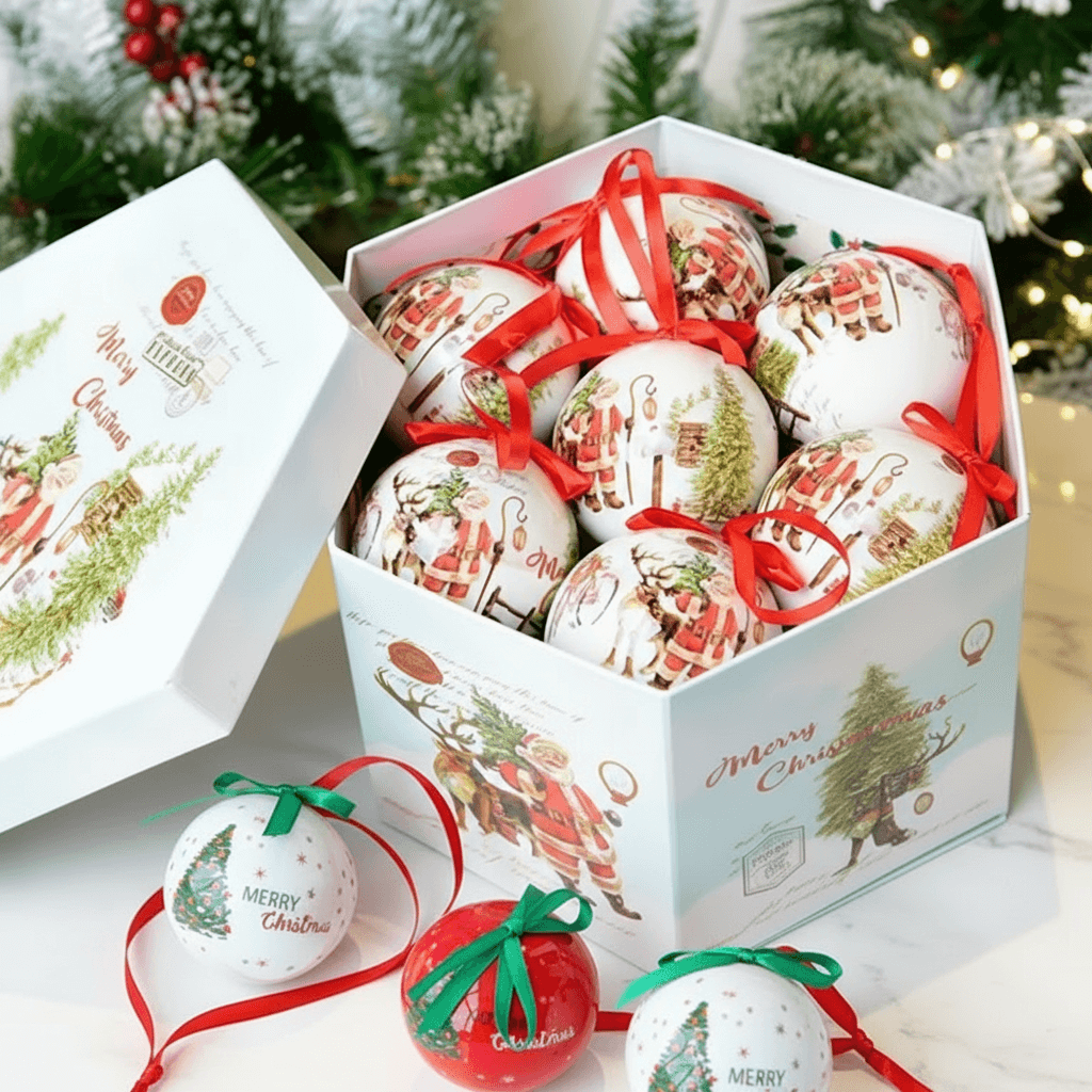 bolas de Natal árvore 8 cm penduradas, vermelho e branco
