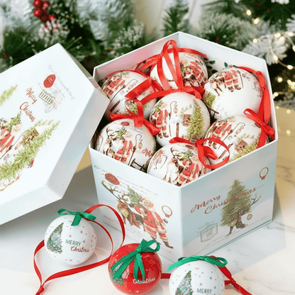 bolas de Natal árvore 8 cm penduradas, vermelho e branco