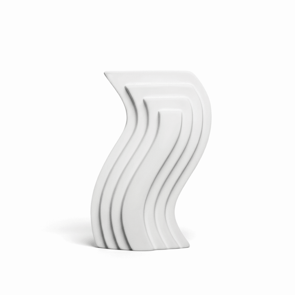 Castiçal cerâmico arquitetônico branco 12 × 14 cm com encaixe 2,1 cm, objeto decorativo contemporâneo