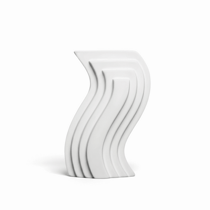 Castiçal cerâmico arquitetônico branco 12 × 14 cm com encaixe 2,1 cm, objeto decorativo contemporâneo