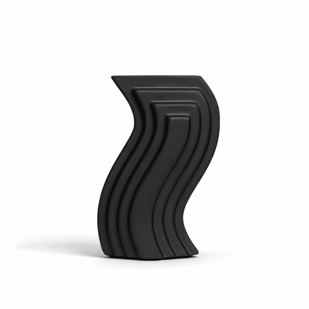 Castiçal arquitetônico em cerâmica preto 13 × 9 com encaixe 2,1 cm para vela cônica, design europeu moderno