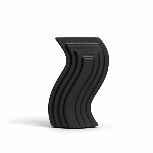 Castiçal arquitetônico em cerâmica preto 13 × 9 com encaixe 2,1 cm para vela cônica, design europeu moderno