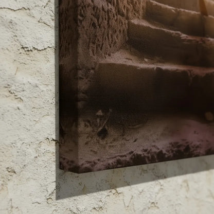 Close-up da borda infinita em tela de canvas 100% algodão, mostrando a textura e continuidade da imagem