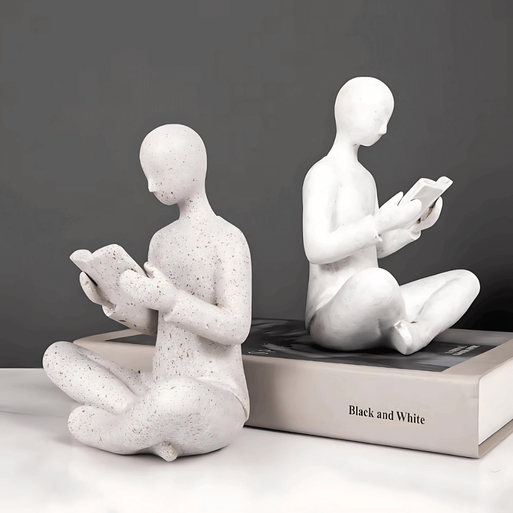 Aparador livros decorativo leitor abstrato resina escritório Casa Vértice