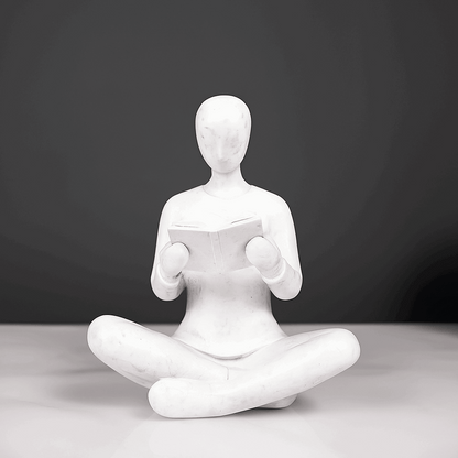 Estatueta decorativa leitor aparador livros resina premium estante Casa Vértice