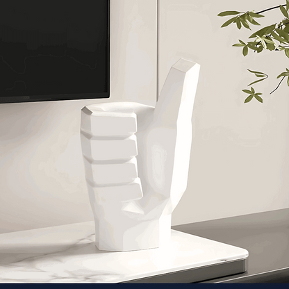 Estatueta mão decorativa gesto positivo resina preta arte moderna Casa Vértice