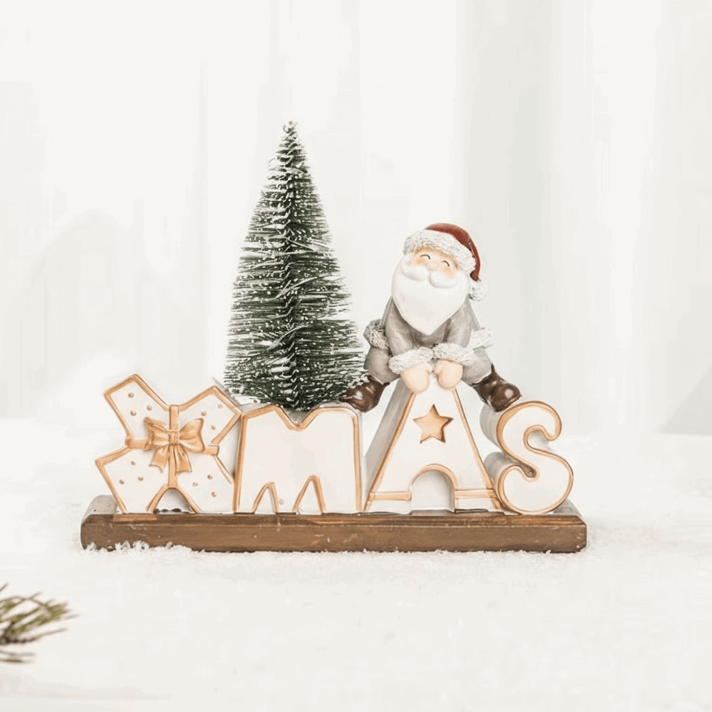 estatueta XMAS em resina multicolor fundo branco