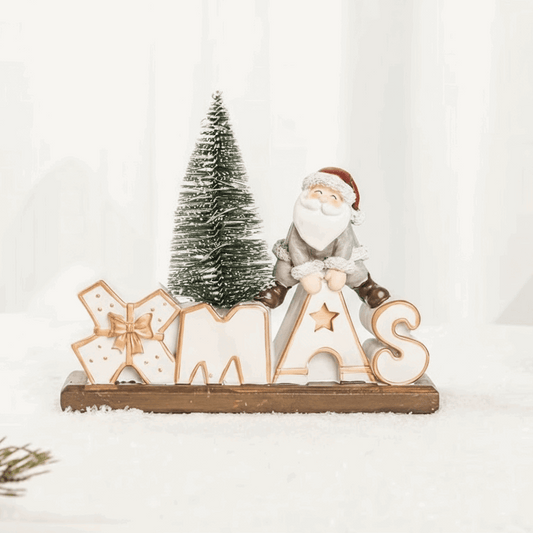 estatueta XMAS em resina multicolor fundo branco