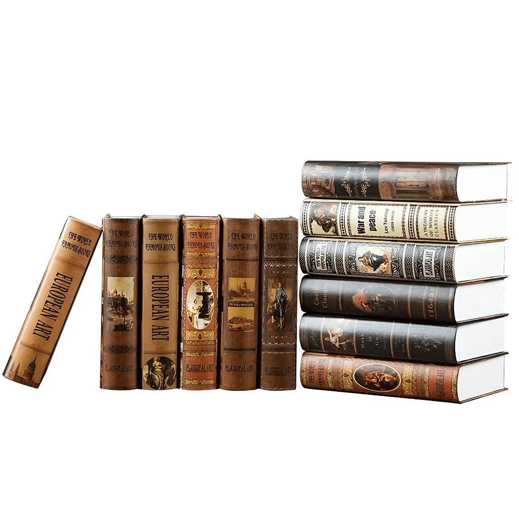 Livros falsos decorativos 26,7×17,5×5,3 cm, espessura ideal para empilhar e criar níveis