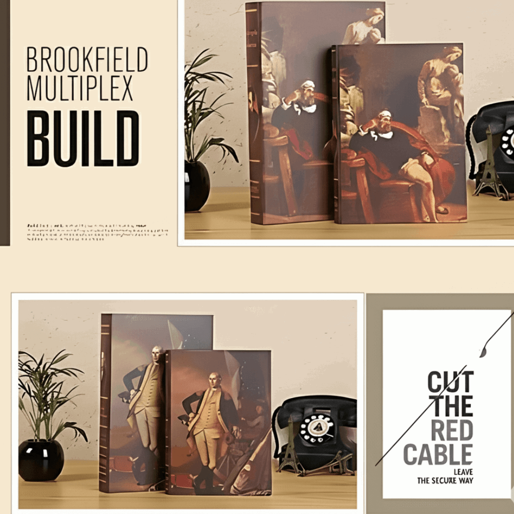 Livros decorativos de resina combinados com bandejas e esculturas para composições elegantes