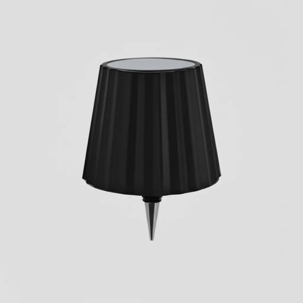 Luminária para garrafa preta Sommelier Touch com cúpula plissada e encaixe universal.