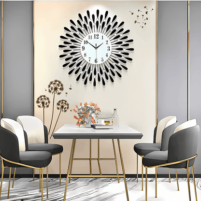 Relógio decorativo artesanal de parede vidro 4mm detalhes em cristal 38cm Casa Vértice