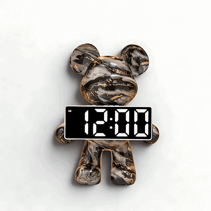 Relógio de mesa digital display LED com motivo de urso estilo cartoon em resina impermeável Casa Vértice