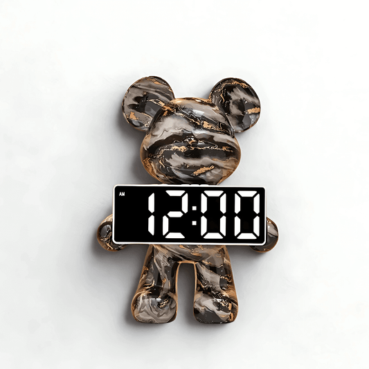 Relógio de mesa digital display LED com motivo de urso estilo cartoon em resina impermeável Casa Vértice