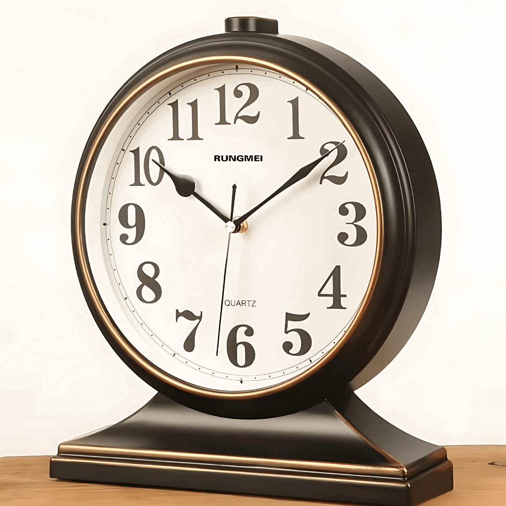Relógio de mesa vintage em metal clássico para decoração elegante Casa Vértice