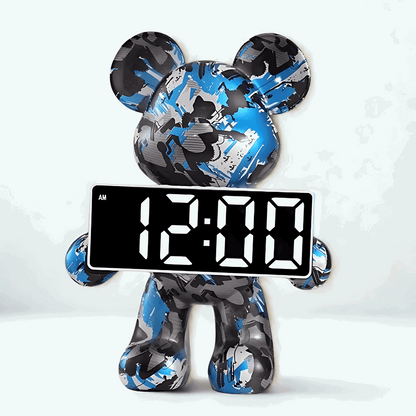 Relógio cartoon decorativo de resina para mesa com visual moderno e display LED Casa Vértice