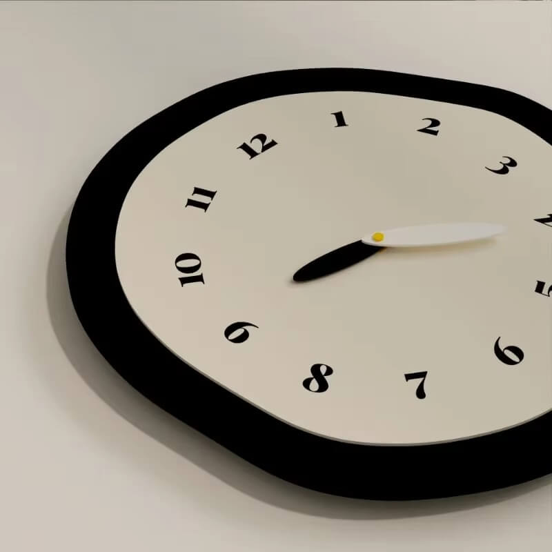 Relógio de parede moderno com pêndulo design minimalista orgânico MDF e acrílico Casa Vértice