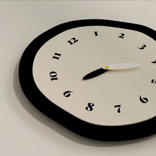 Relógio de parede moderno com pêndulo design minimalista orgânico MDF e acrílico Casa Vértice