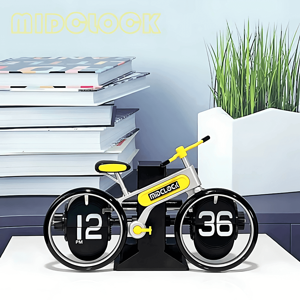 Relógio decorativo flip clock formato bicicleta para mesa e escritório Casa Vértice