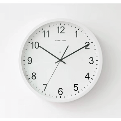 Relógio de parede moderno minimalista branco vidro para sala escritório Casa Vértice