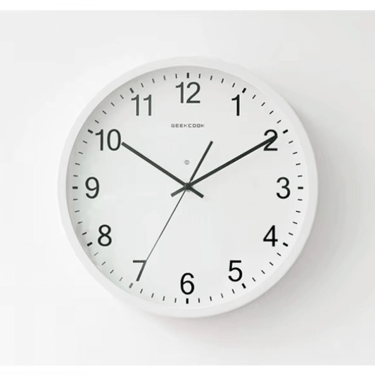 Relógio de parede moderno minimalista branco vidro para sala escritório Casa Vértice