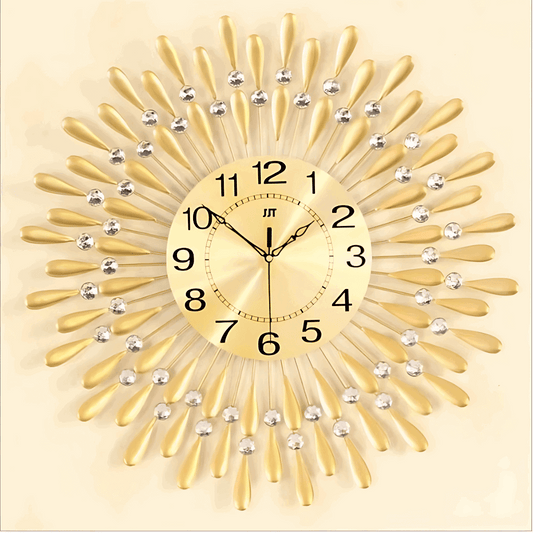 Relógio de parede criativo com estrutura metálica e 40 cristais decorativos Casa Vértice