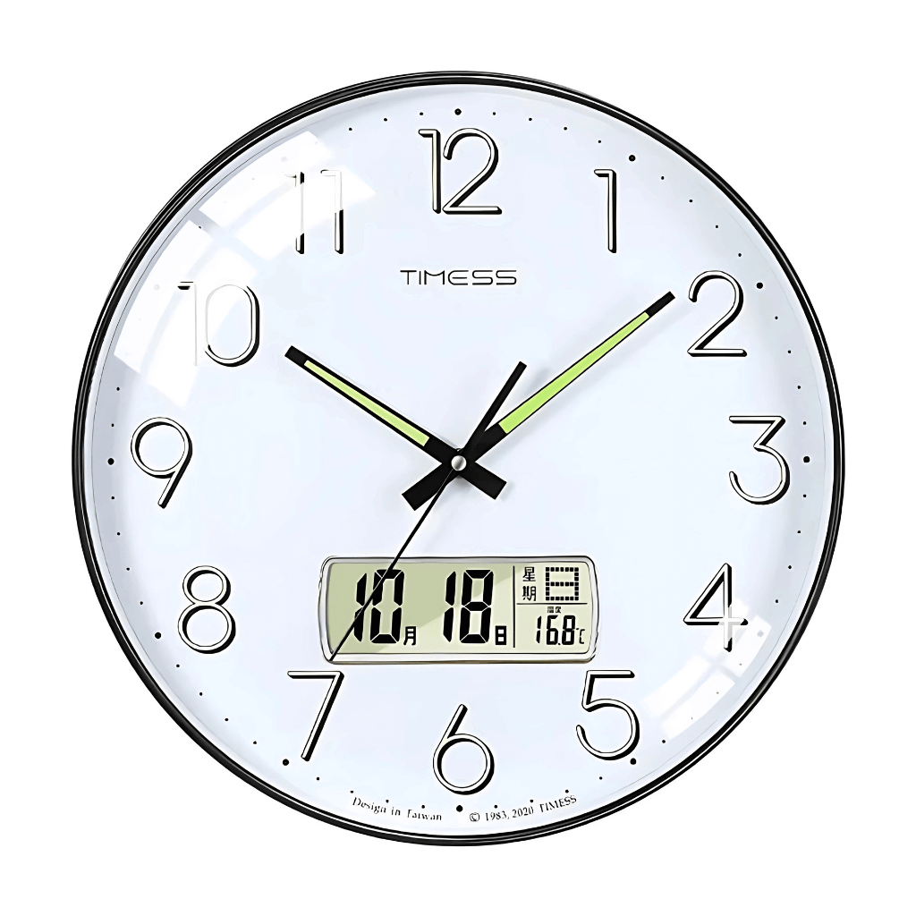 Relógio analógico digital 35cm vidro plástico moderno sala escritório Casa Vértice